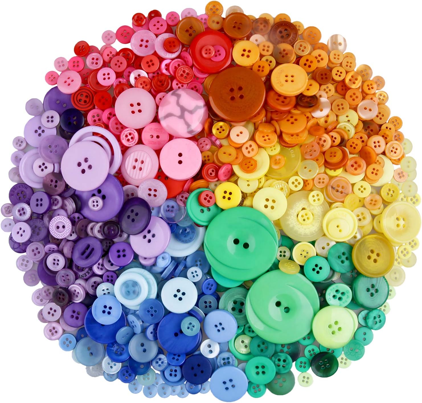 Sewing Buttons for DIY, Luxiv 100 Pcs MultiColor Round Buttons Shape Craft DIY