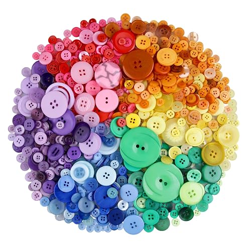 Greentime 650PCS Round Resin Buttons for DIY Crafts Manual Button