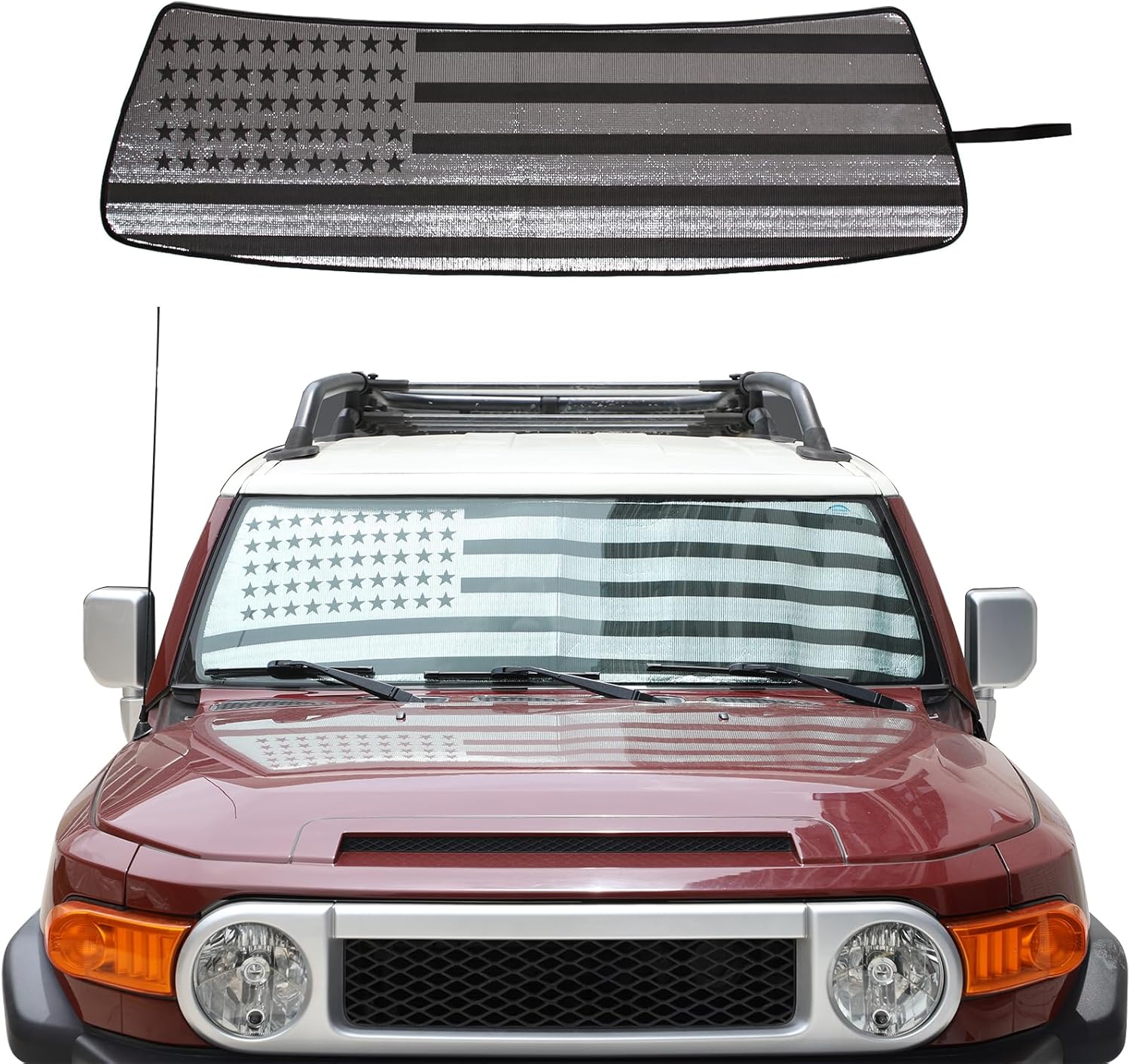 Car Windshield Sun Shade Compatible with Toyota FJ Cruiser 2007-2021 Auto Windshield Sunshades Foldable Blocks UV Rays Sun Visor to Keep Your Vehicle Cool and Damage Free (Style F)