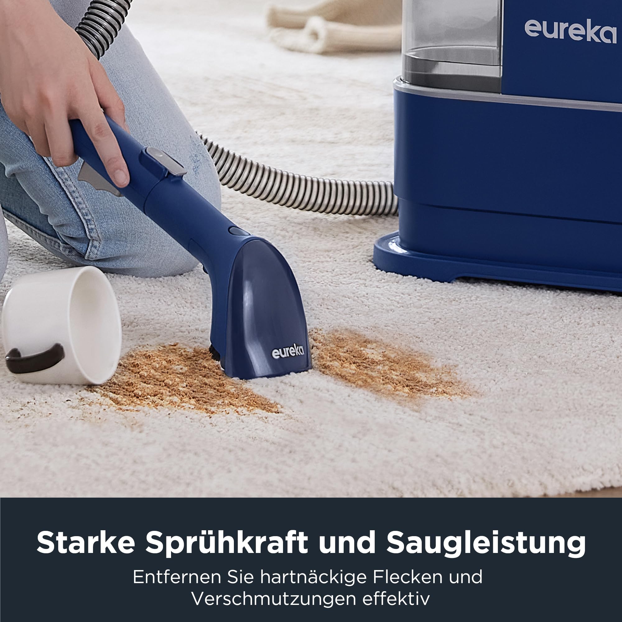 Eureka NEY100 Waschsauger, Teppichreiniger, Polsterreiniger | für Sofa, Vorleger, Polster, Auto | Nass-Trocken-Sauger mit starker Saugkraft 12500Pa, 82dB, 1,5L großer Wassertank mit Reinigungsformel