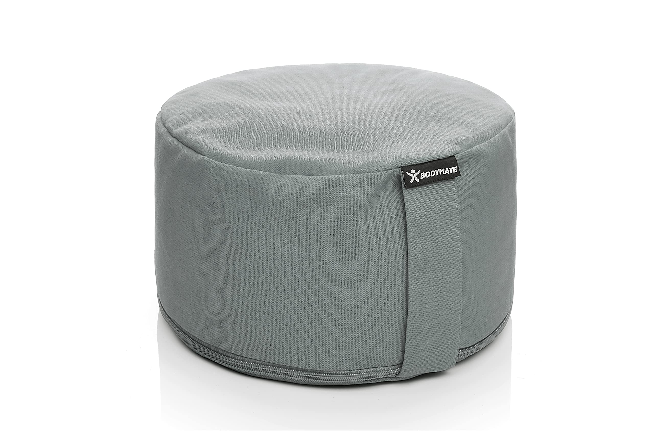 BODYMATE Cojín de yoga redondo de 31 cm de diámetro, 16 cm de alto, con relleno de piel de trigo sarraceno, funda lavable a máquina, 100% algodón extragrueso, cojín de meditación, cojín de asiento