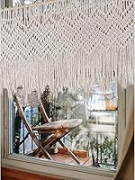 Vista 7 de Cortina bohemia de macramé para Kichen, cenefa de ventana de granja con cuentas, cortinas cortas para puerta, cenefa para colgar en la pared, 47 x
