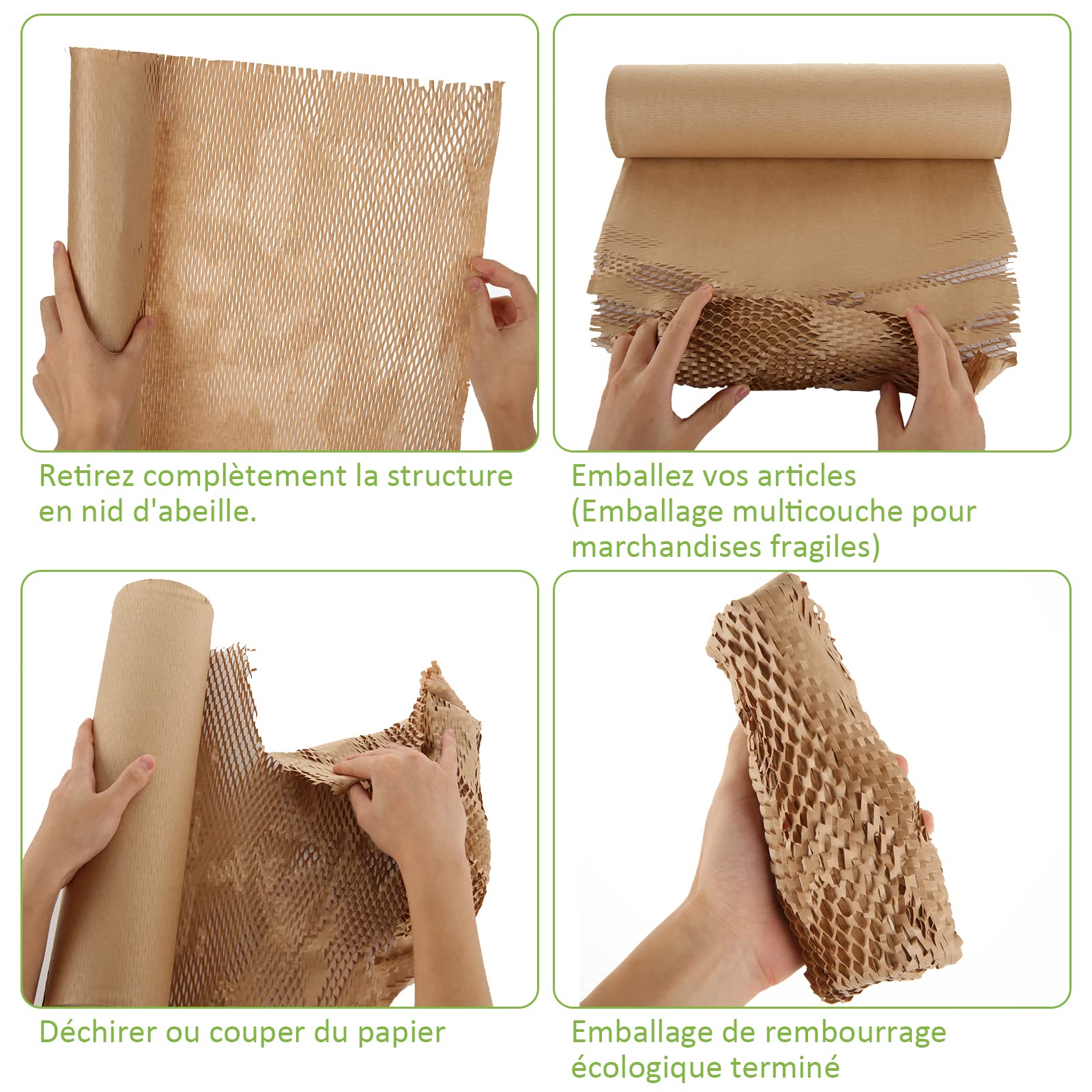SENENQU Papel Kraft Rollo de Panal 50 m x 40 cm, Papel de Regalo y Embalaje para Proteger Objetos Frágiles en Mudanzas, Cajas, Paquetes, Tiendas y Detalles de Regalo