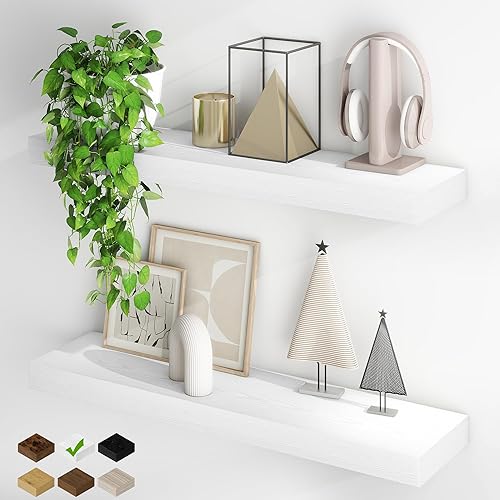 Miniatura 30 de Fun Memories - Estantes flotantes para pared, juego de 2 estantes flotantes de 20 pulgadas, estante colgante con soportes invisibles, estantes de