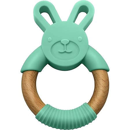 Natural Bunny Rabbit Baby Teether Ring 