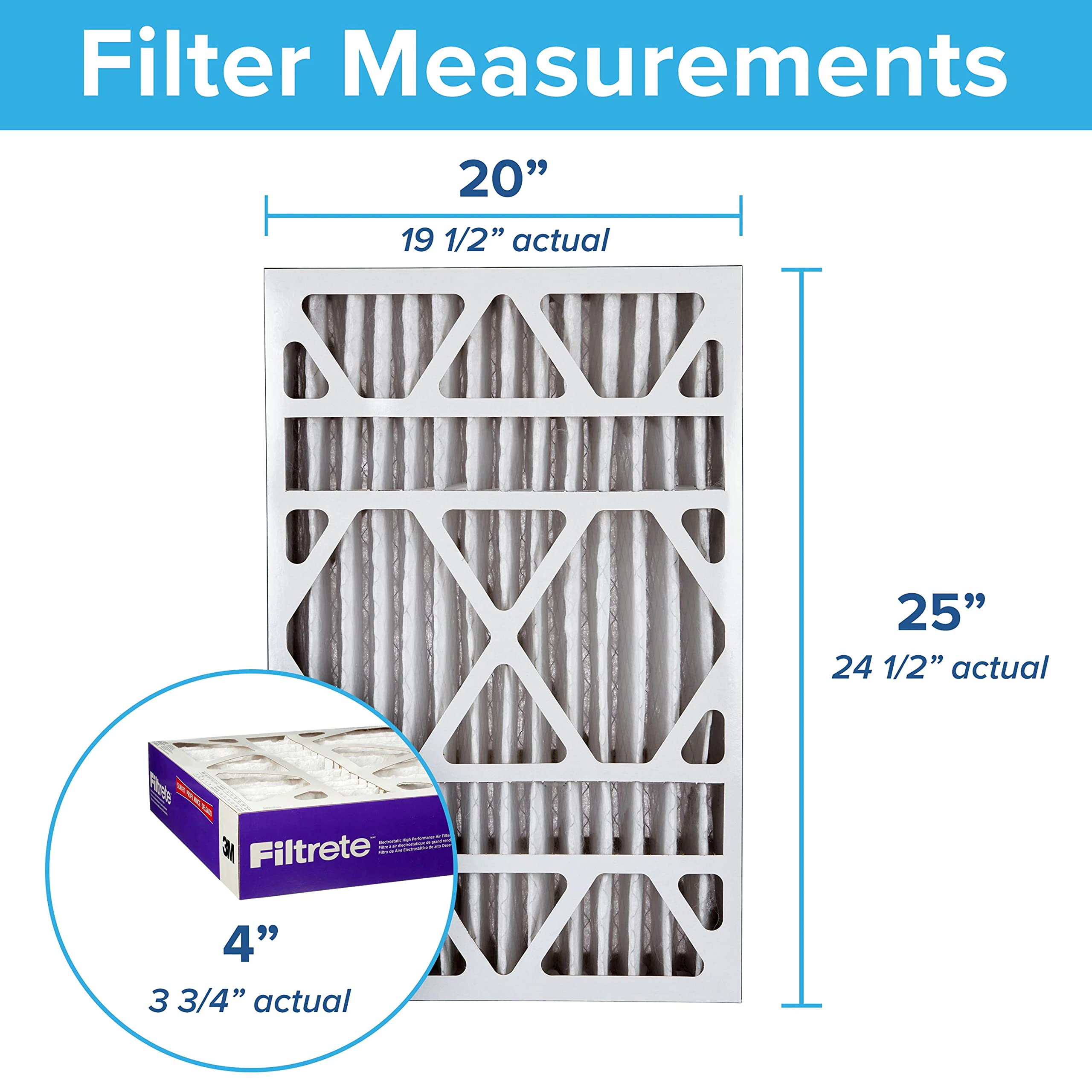 Filtrete 20x25x4(SlimFit), AC Furnace Air Filter, MPR 1550 DP, Healthy Living Ultra Allergen Deep Pleat, 4-Pack (actual dimensions 19.5 x 24.5 x 3.75)