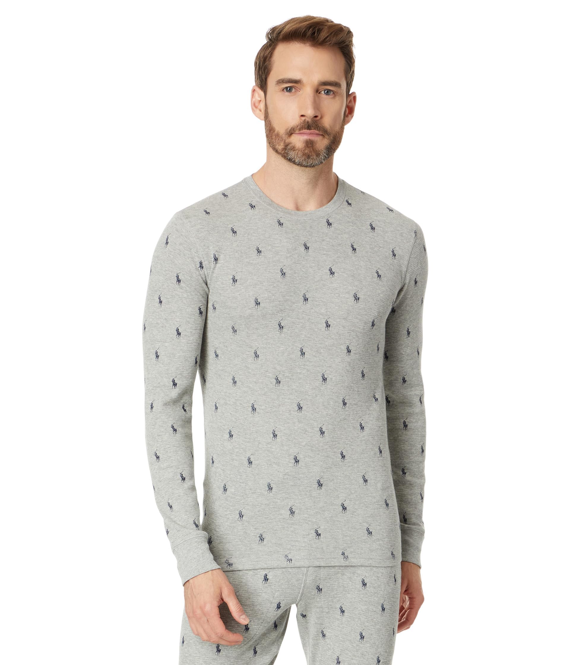 Waffle Long Sleeve Printed Crew