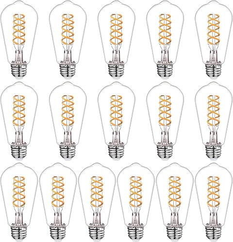 Miniatura 8 de Paquete de 4 bombillas LED Edison ST19 (ST58), color blanco cálido, 2700 K, regulables 600 lúmenes, CRI 80+, 6 W equivalente a 60 W, base E26 de