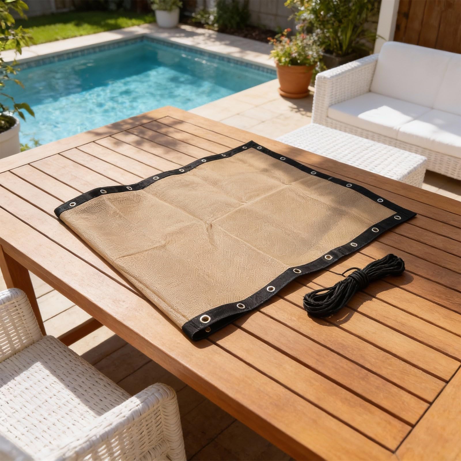 Housse de rechange pour balancelle suspendue - 64 x 197 x 23 cm - Base en tissu résistant aux intempéries pour extérieur, terrasse, jardin avec corde (kaki B)