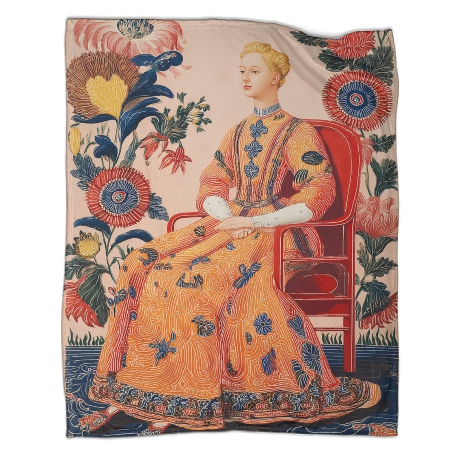kaiyun Full-body Portrait of The Blonde, Blue-eyed Queen Throws And Patchwork Quilts,60x80inch(150x200cm),Soft Blanket with Pattern