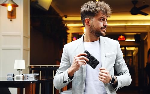 Vista 4 de Venito Lucca - Funda de piel compatible con Samsung Galaxy S9 Plus (6.2 pulgadas), extra segura, con cubierta trasera acolchada, color gris camuflaje