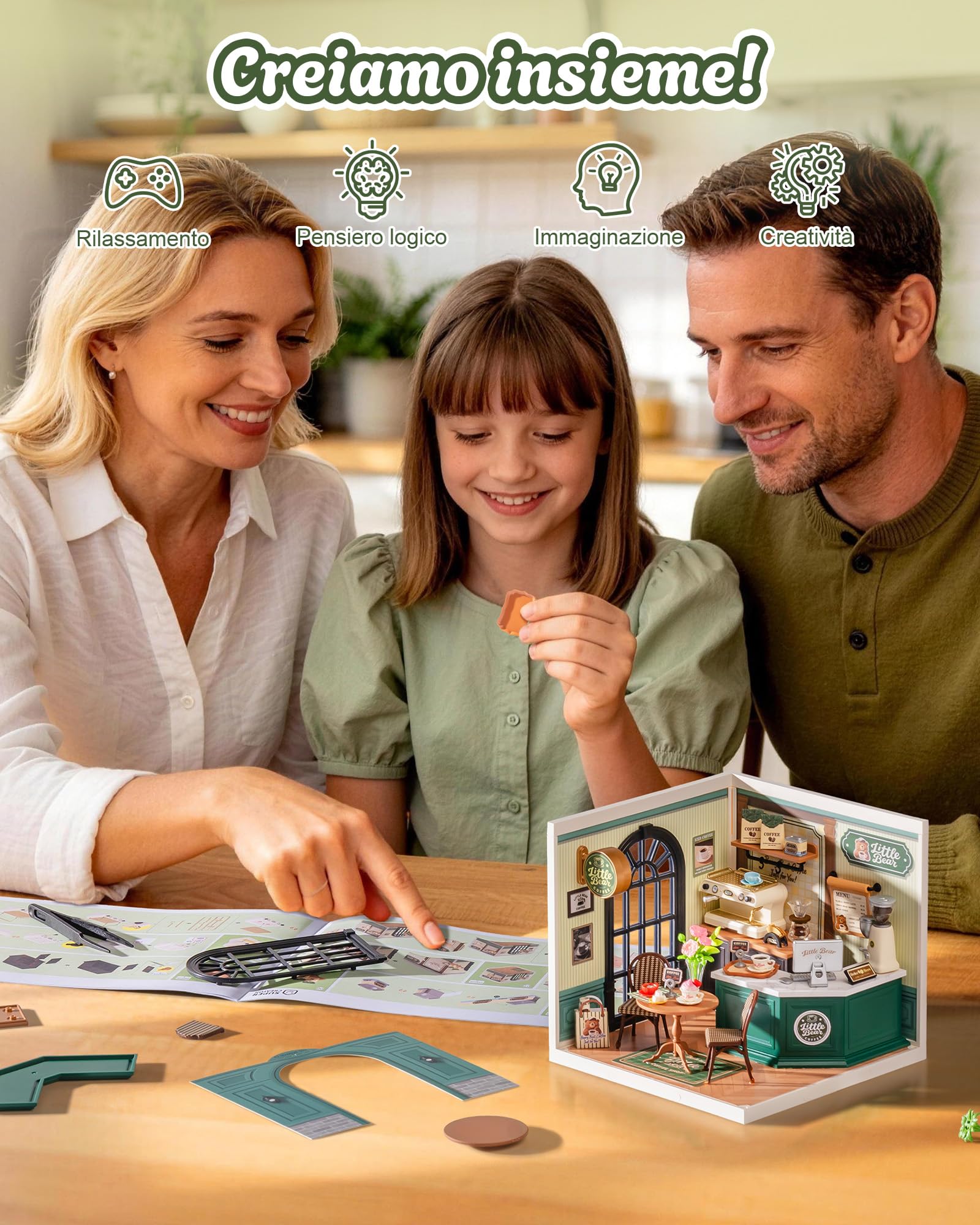 Rolife Super Creator Perfect Romance Café, kit fai da te in miniatura con luce, kit di mobili per casa delle bambole in plastica, senza colla, kit di costruzione per adulti e adolescenti, regalo