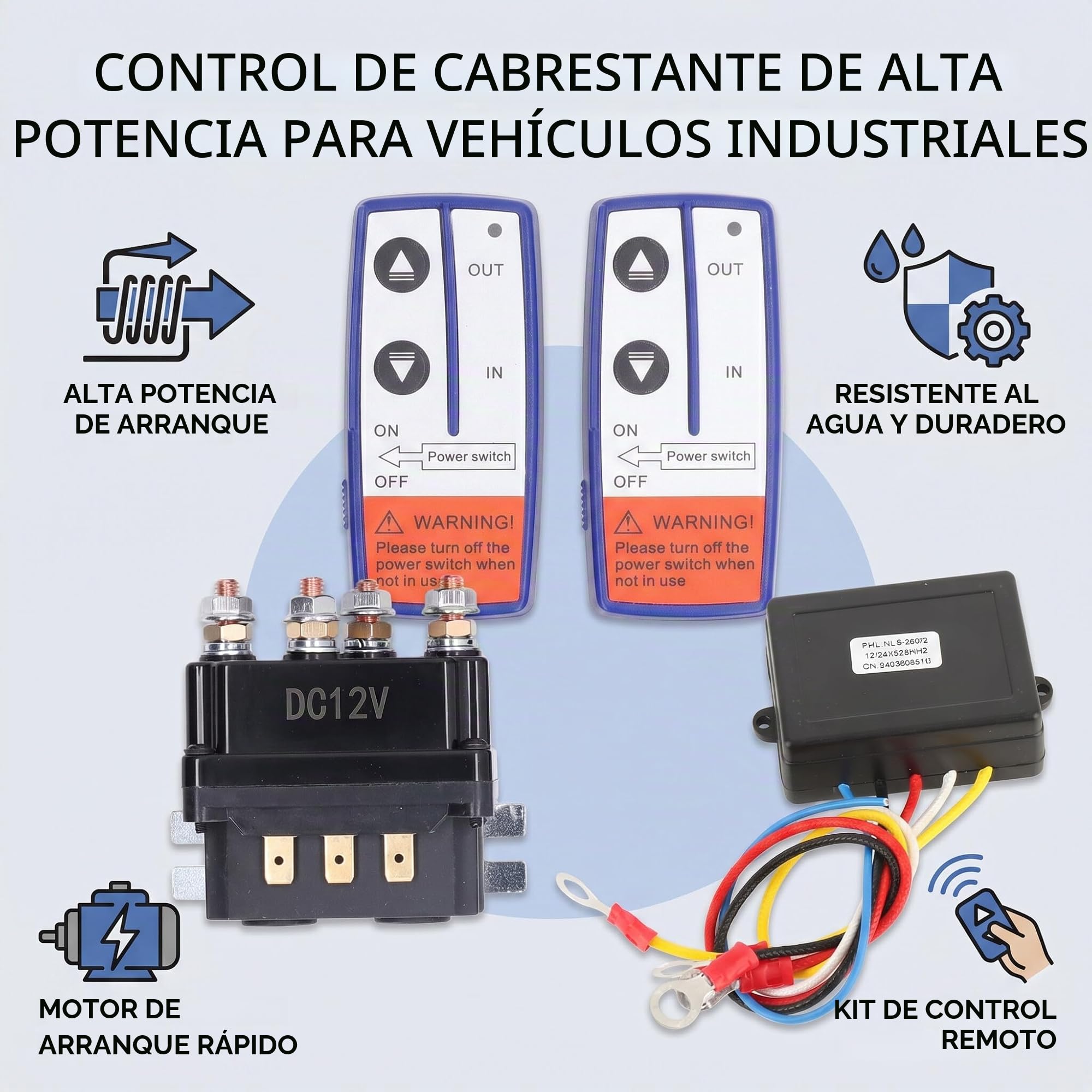Mando a Distancia con Cable e Inal¨¢mbrico para Cabrestante, 12V, 250A, para Veh¨ªculos Industriales