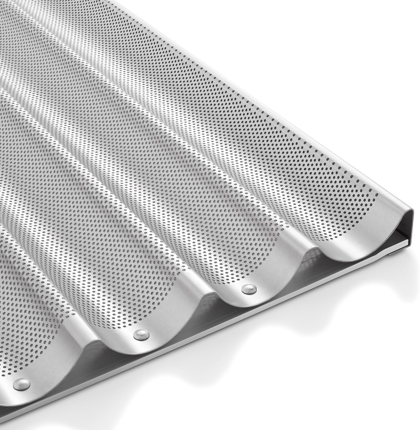 GRIDMANN 18" x 26" Commercial 6 Count Long Aluminum Baguette Pan, Perforated French Bread Loaf Baking Pan