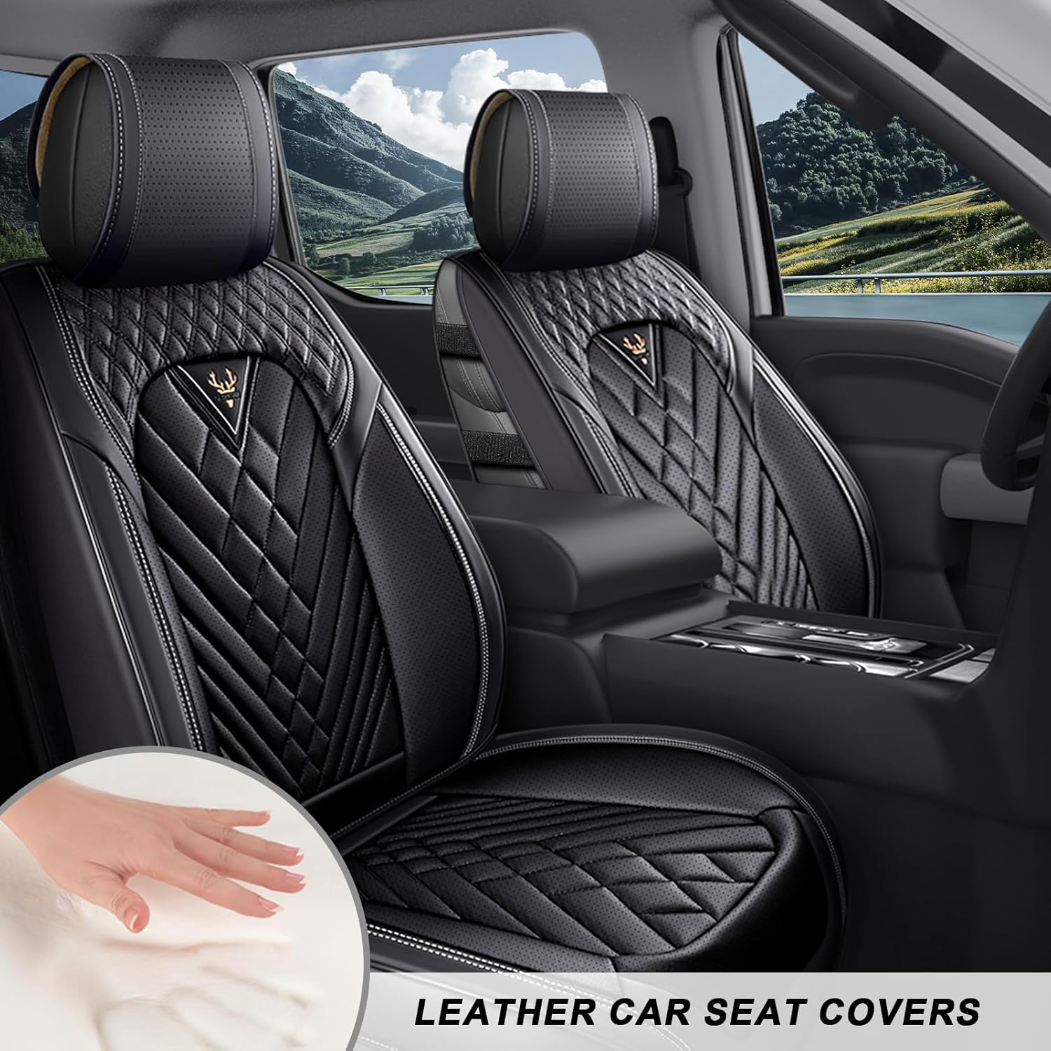 Front Set Car Seat Covers for Ford F150 F250 F350 F450 XL XLT STX Lariat King Ranch Platinum Raptor Waterproof Seat Covers 2009-2026, Anti-Slip Seat Protectors(Standard 2 Seats/Black)