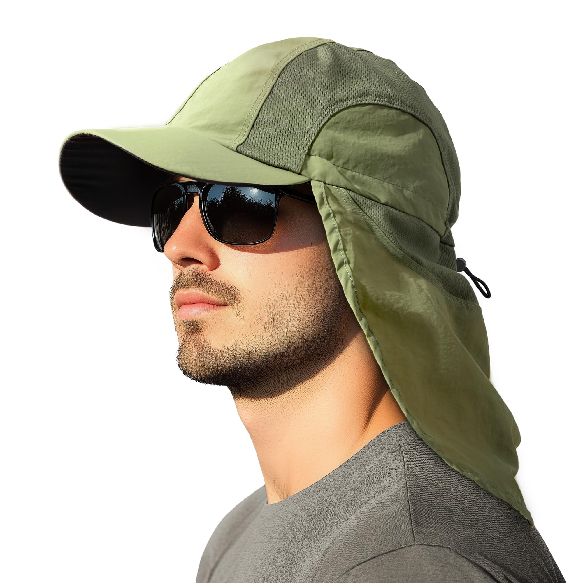 Sombrero de sol para hombre con malla transpirable para hombre, protección solar, sombrero de pesca con solapa para el cuello, para senderismo, ciclismo