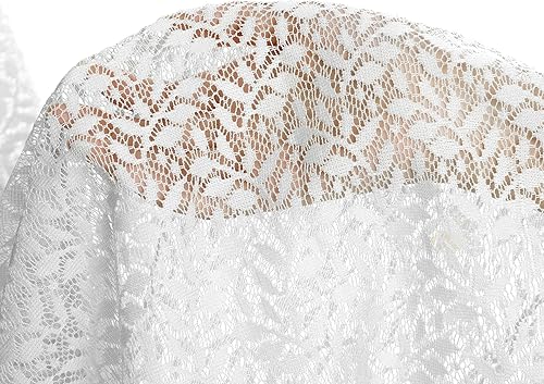 Miniatura 7 de Moslovstar Juego de 2 cortinas traslúcidas blancas para puerta francesa, 25 x 72 pulgadas, cortinas de gasa de encaje con ramas y hojas botánicas