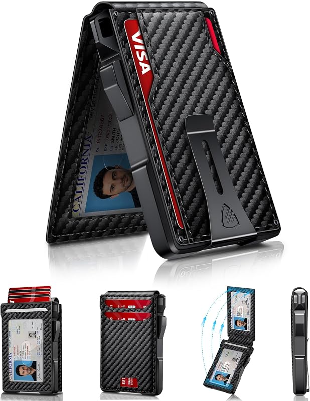 Wallet for Men 14 Cards RFID Blocking Slim Metal Pop-Up Card Holder