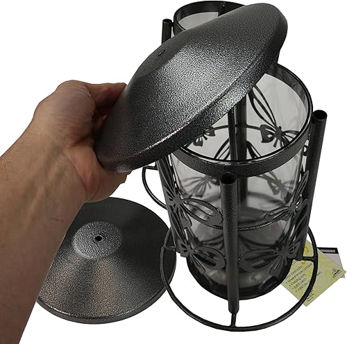 Miniatura 3 de Heath Outdoor Products The Butterfly Seed Capacity - Comedero decorativo de metal para pájaros silvestres, 3 libras