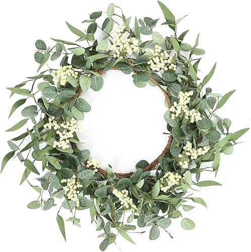 Pinkpum 20'' Eucalyptus Wreath for Front Door, Porch, Window -