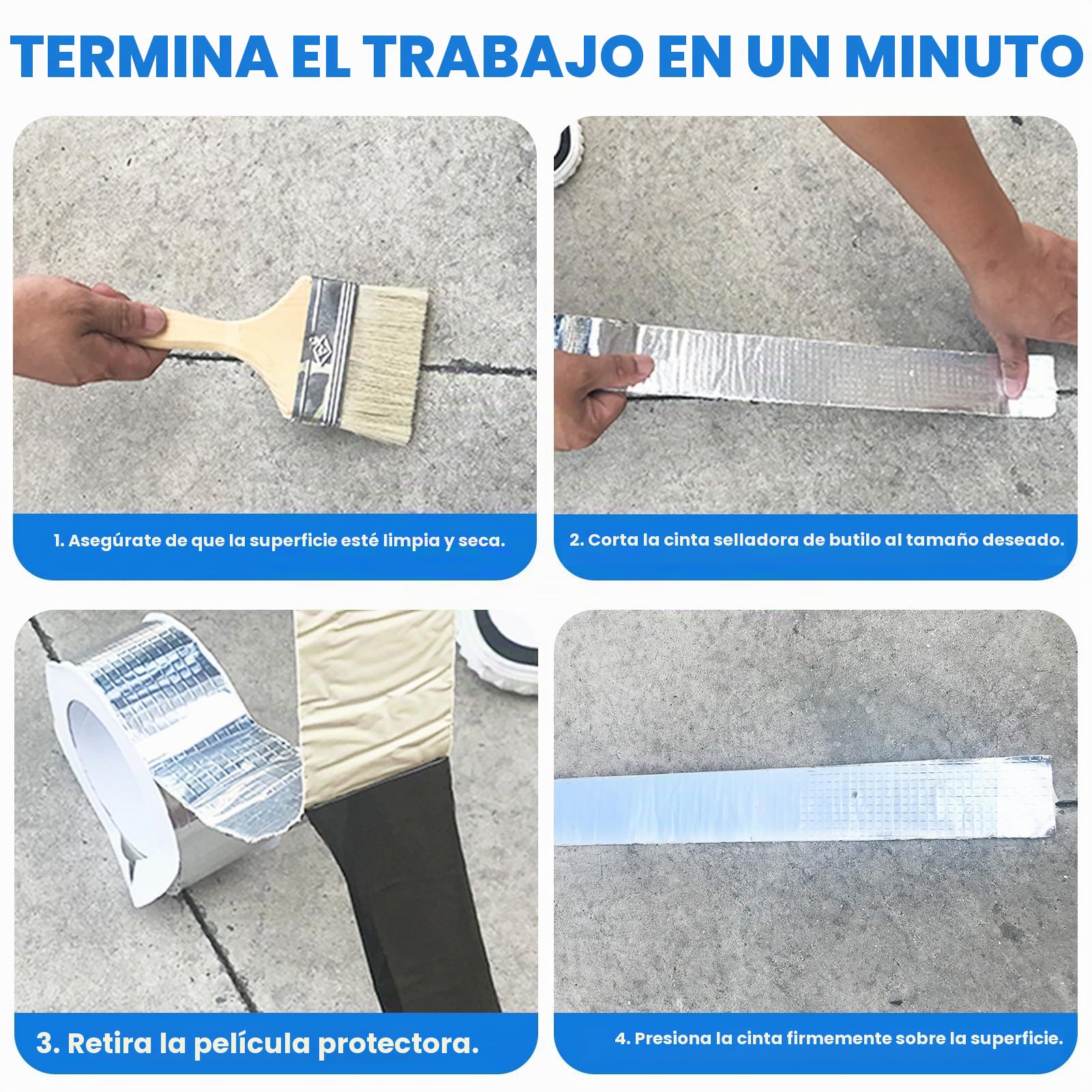 ADHES Cintas de butilo cinta impermeable cinta de aluminio cinta de reparación para fugas de techo, reparación de grietas, ruptura de tuberías 50mm x 5m
