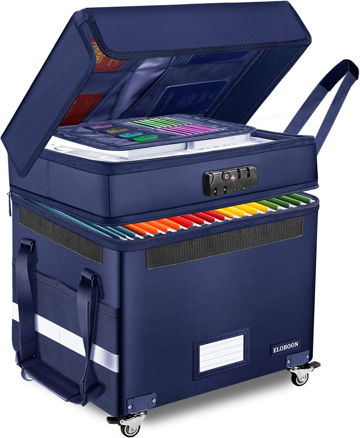 ELOBOON File Box with Lock, Fireproof Document Box with