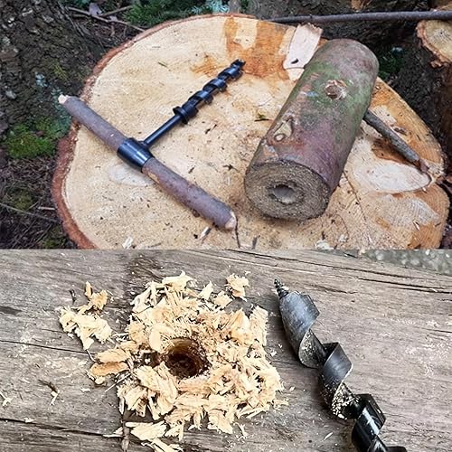 Miniatura 5 de 4 piezas de taladro manual para madera, herramientas de supervivencia para taladro de mano, taladro de mano de ojo escocés, herramienta de taladro