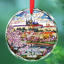 Prague Spring Castle - European Glass Ornament EU Travel Souvenir, Personalized Christmas Tree Decoration, Keepsake Gift for Couples & Travel Lovers, Car Rearview Mirror Decor U5jpbI