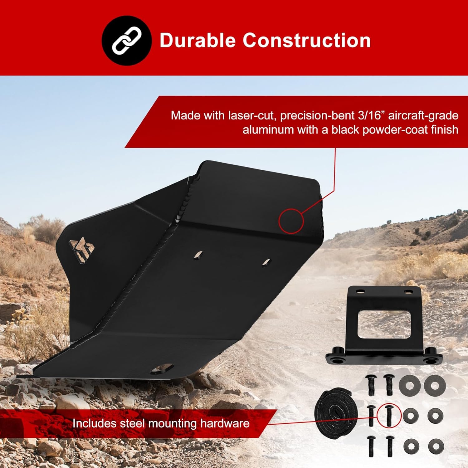 Tusk Aluminum Heavy-Duty Skid Plate for Engine Protection Bash Plate Glide Plate Compatible with CRF 300L Rally/Rally ABS 2021-2025