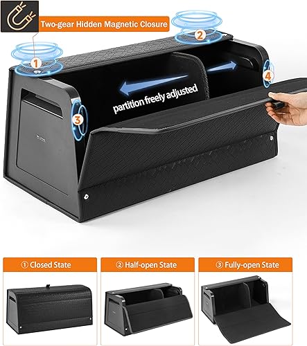 Miniatura 6 de Organizador de maletero para SUV, organizador de almacenamiento de automóvil, caja de tapa, piel sintética y tablero de panal de polipropileno, fijo