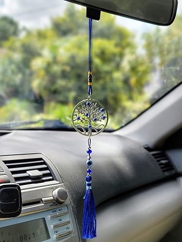 Miniatura 7 de LUCKBOOSTIUM Colgante de árbol de mal de ojo con borlas azules, llavero de mal de ojo para buena suerte y protección, adorno decorativo para colgar