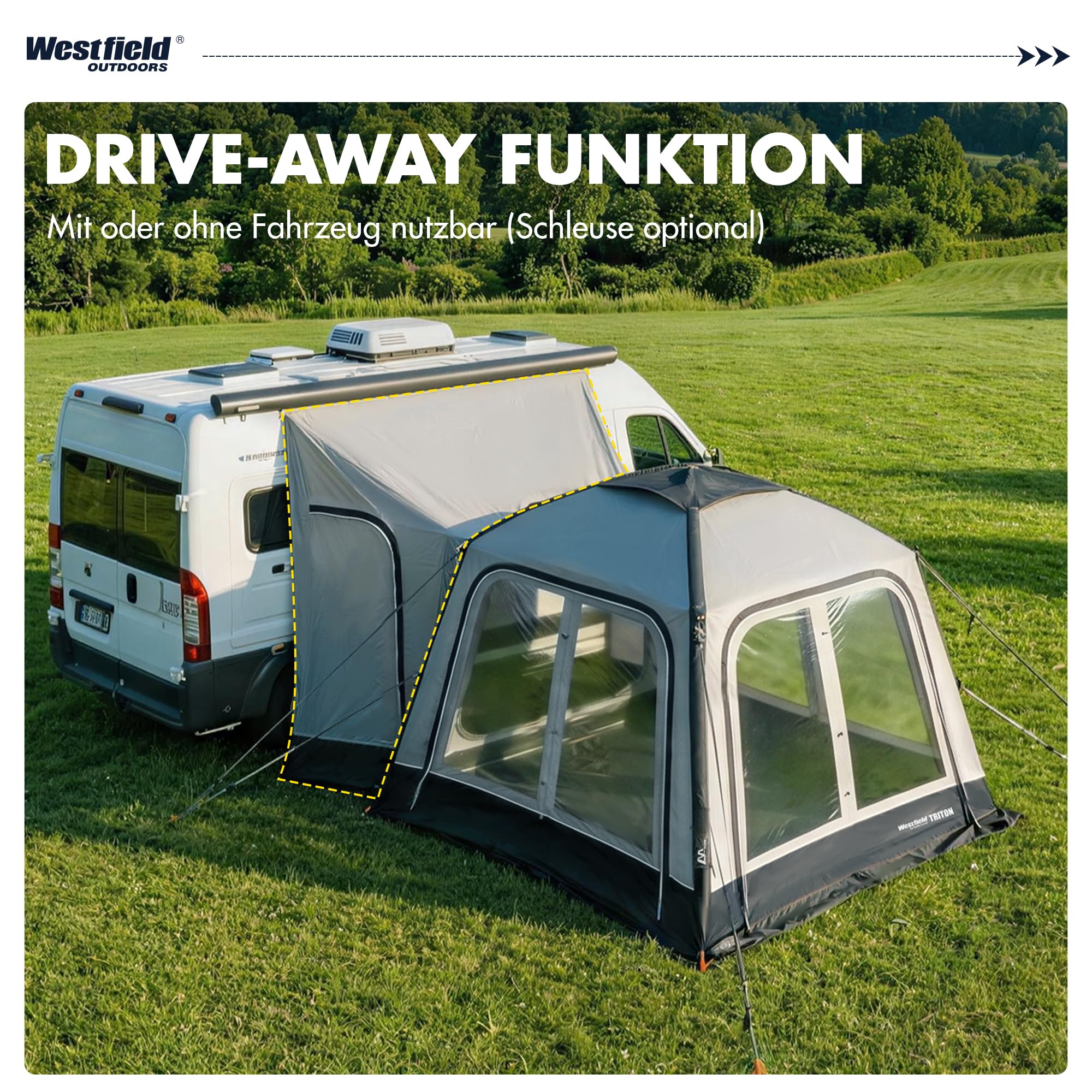 Westfield Outdoors Triton, Aufblasbares Vorzelt, Pavillion-Luftzelt, Busvorzelt Campingzelt mit Drive-Away-Funktion, 3000 mm Wasserdicht, UV- & Windfest