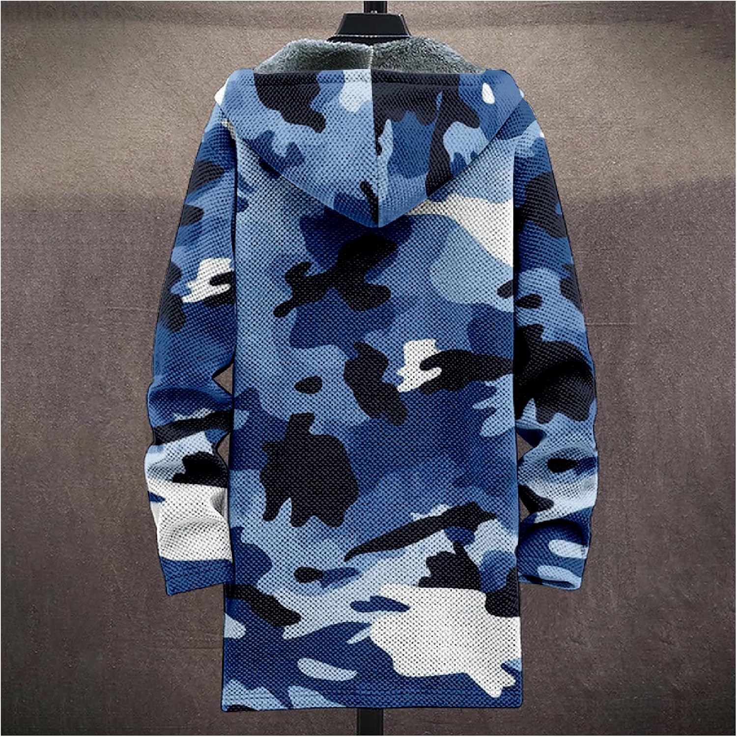 Mens Camo Hooded Cardigan Zip up Long Hoodie Jackets Camouflage Fashion Fleece Hoodies Coats for Men - Image 3