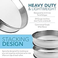 Vista 4 de Stainless Steel Flour Sifter Fine Mesh Round Flour Sieve for Baking 9.5" Diameter x 2.5" High; 20 Mesh (Hole Size 0.85mm)