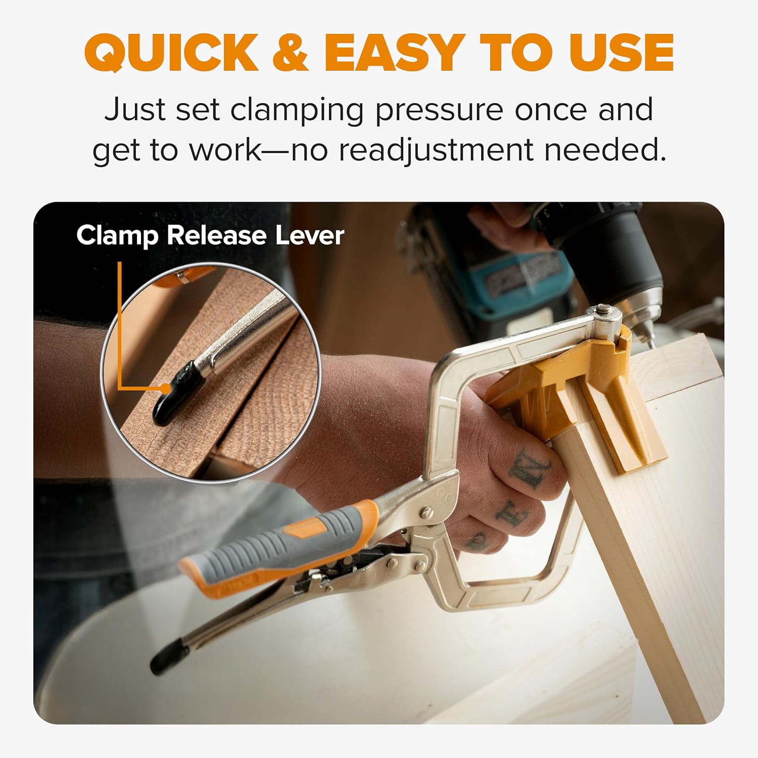 Bora 90 Degree Corner Clamp - Right Angle Woodworking Grip | Right angle clamp for cabinets, picture frames, metalworking, and crafting projects