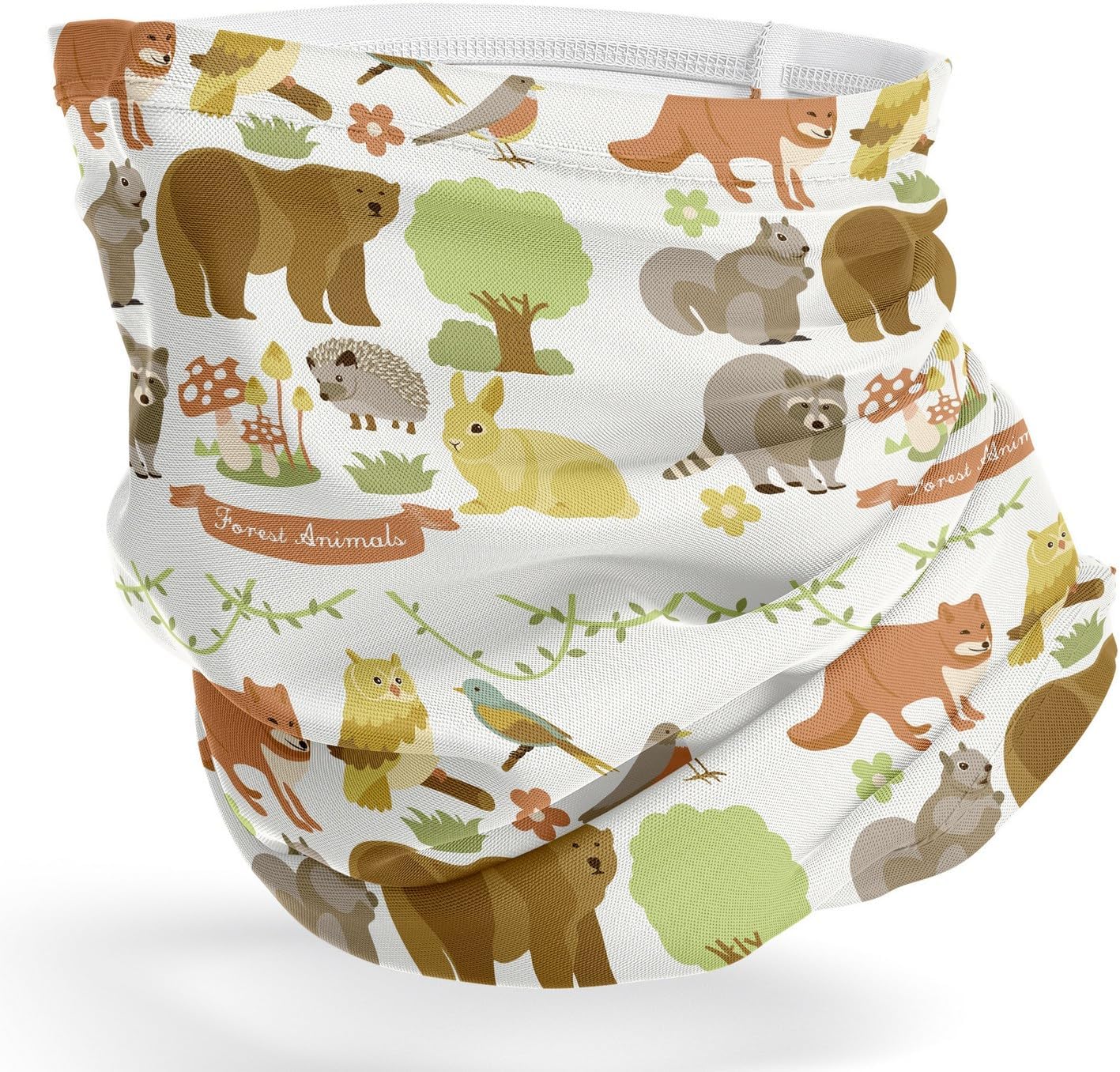 Neck Gaiter (Woodland Animals Design Pattern) Cooling Breathable Face Mask UV Protection Scarf Hiking Bandana for Men, Women, kids