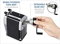 Vista 6 de CARL CC-2000 (RED) Sacapuntas resistente – Manivela manual totalmente metálica para aula, hogar y arte – Puntos afilados de precisión, resistente a