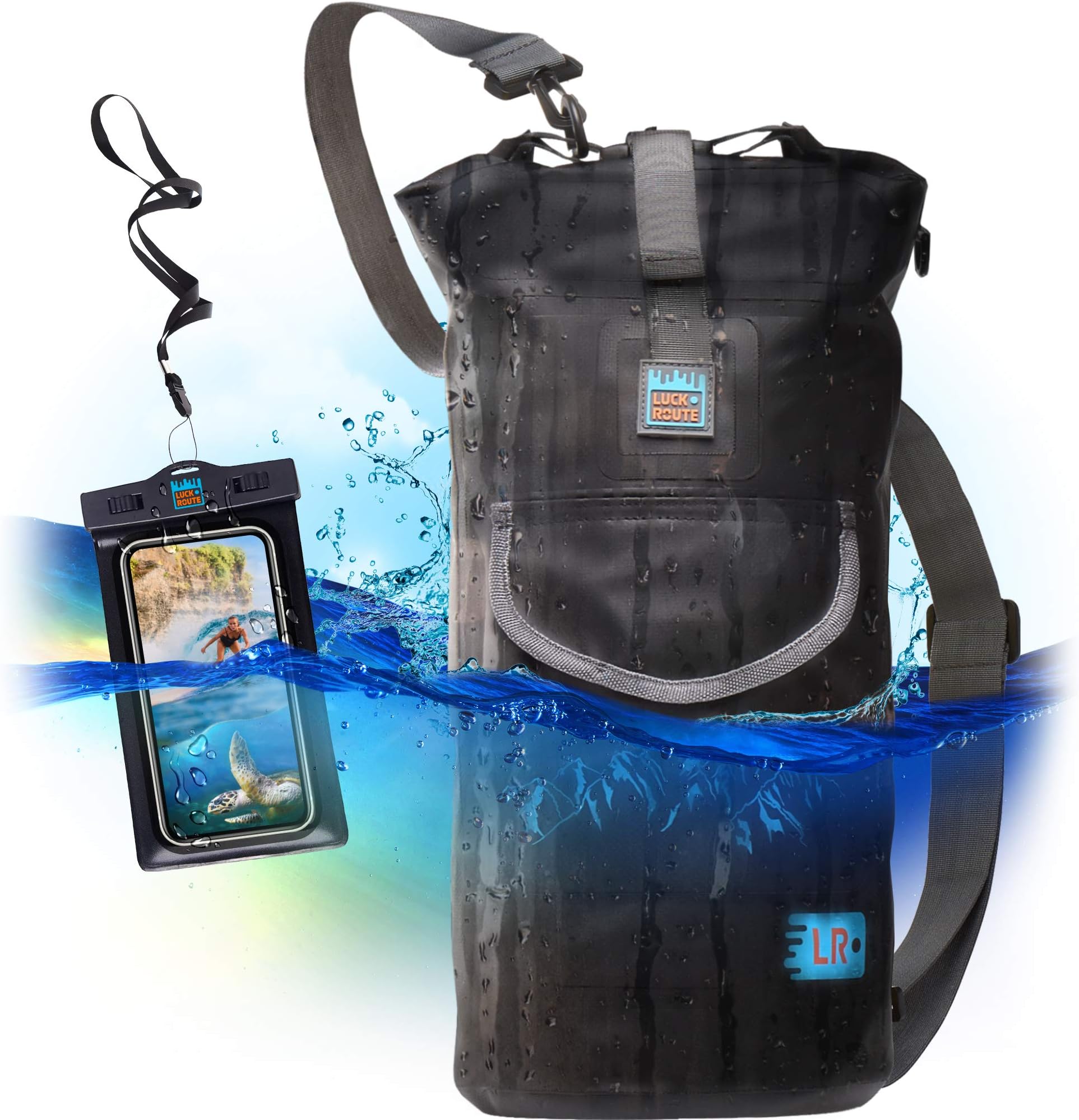 Dry Bag - Waterproof Backpack for Kayaking, Boating and Fishing - Quick-Access Outer Pocket & 500D Tear Resistance PVC
