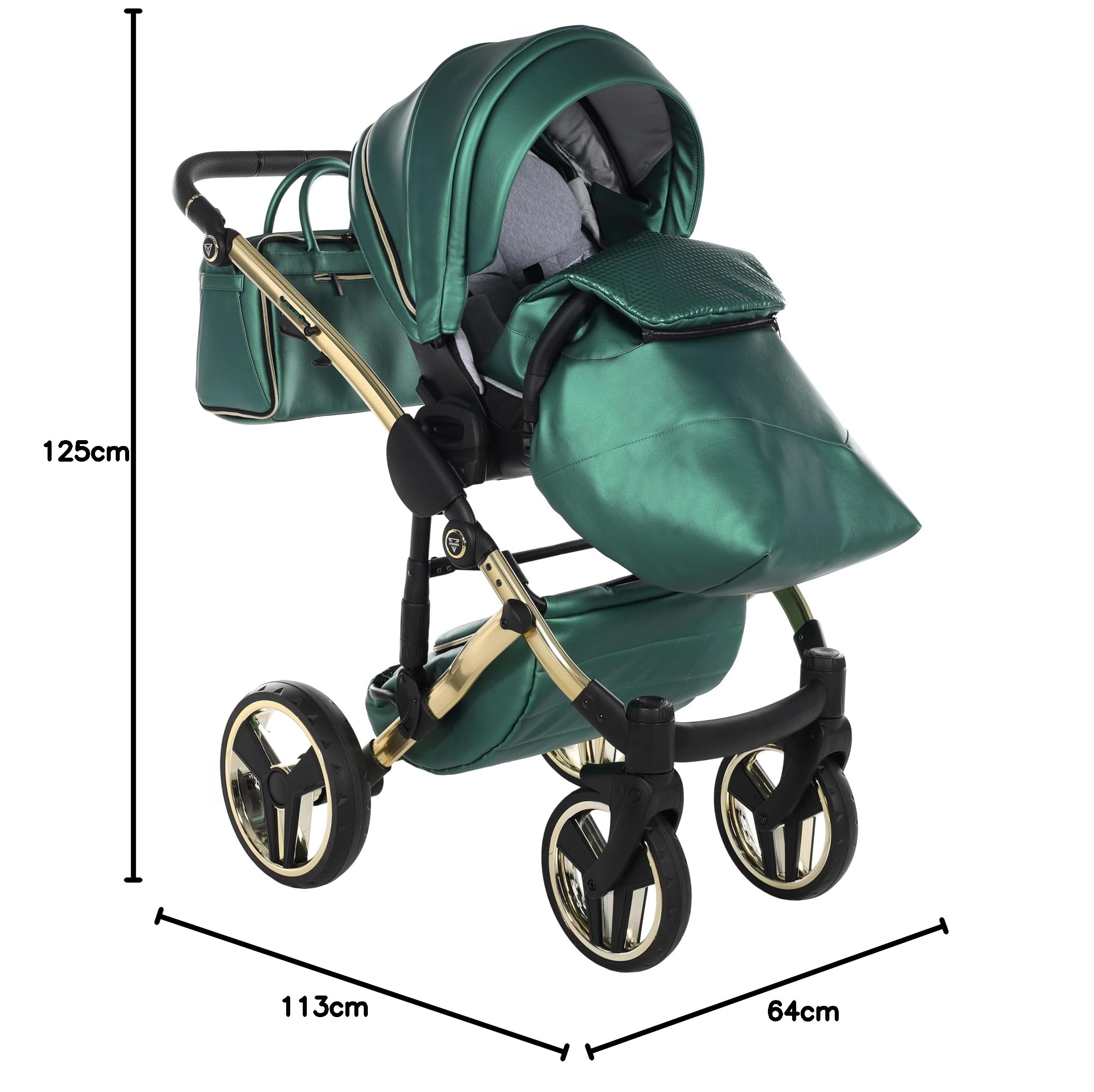 Junama Poussette Diamond Fluo 2en1 3en1 4en1 (02 - vert, 4en1 avec base ISOFIX)