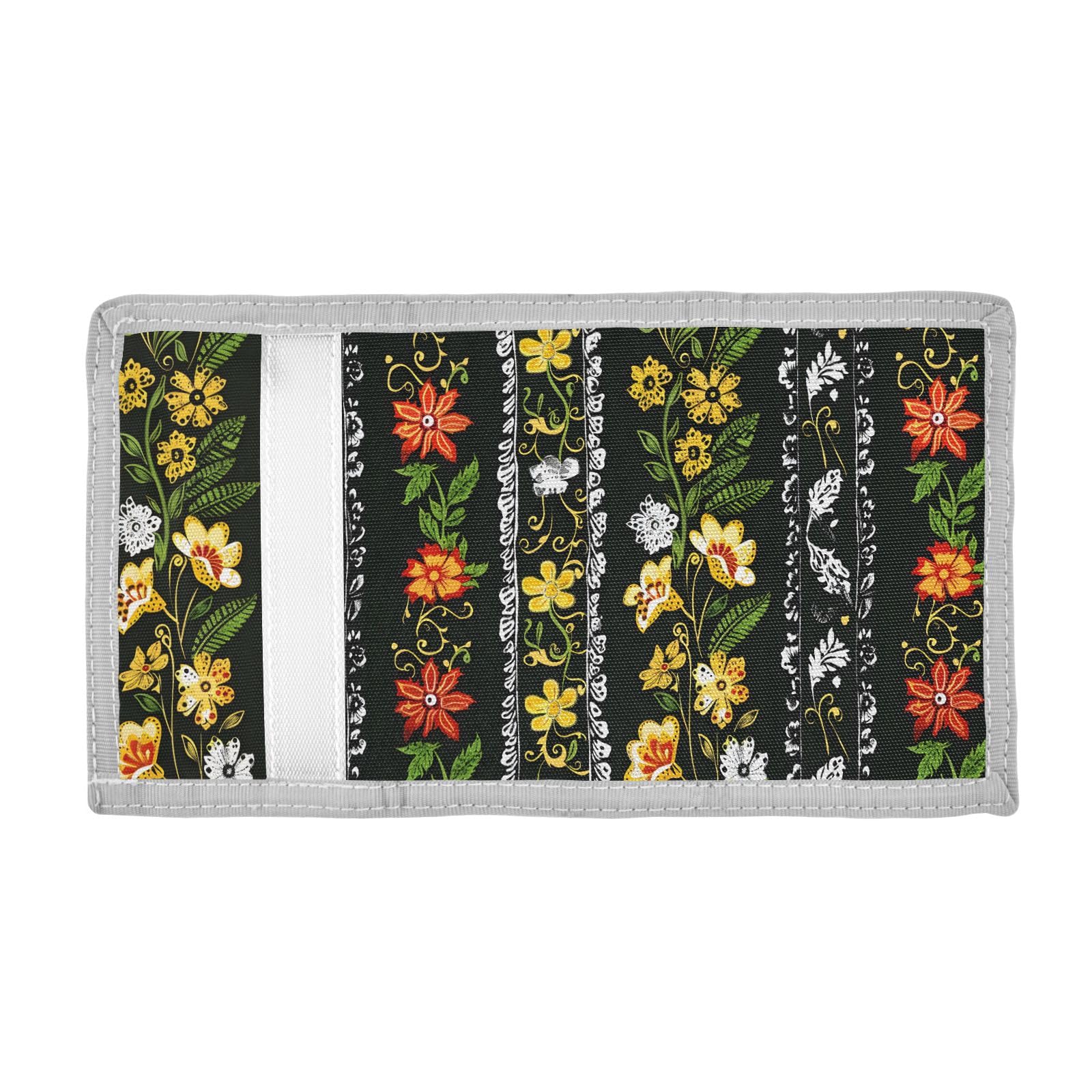 ALAZA Kids Wallets for Boys Girls Toddler Trifold Wallet Children Small Black Floral with Zipper Coin Pocket