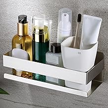 YIGII SUS 304 Stainless Steel Shower Shelf with No Drilling Silver Shower Organiser