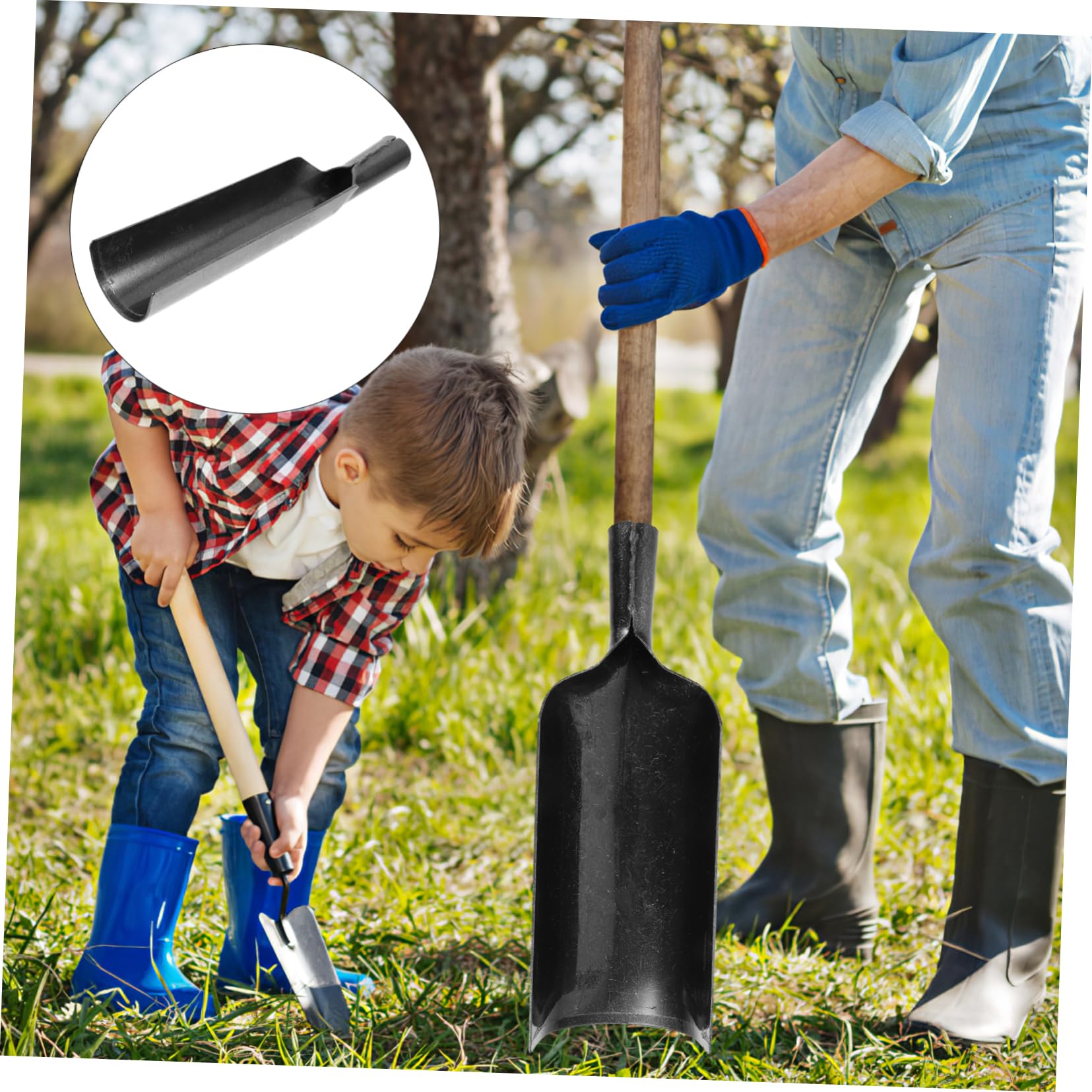 Schwere Gartenschaufel aus Manganstahl, Schwarz, mit Griff