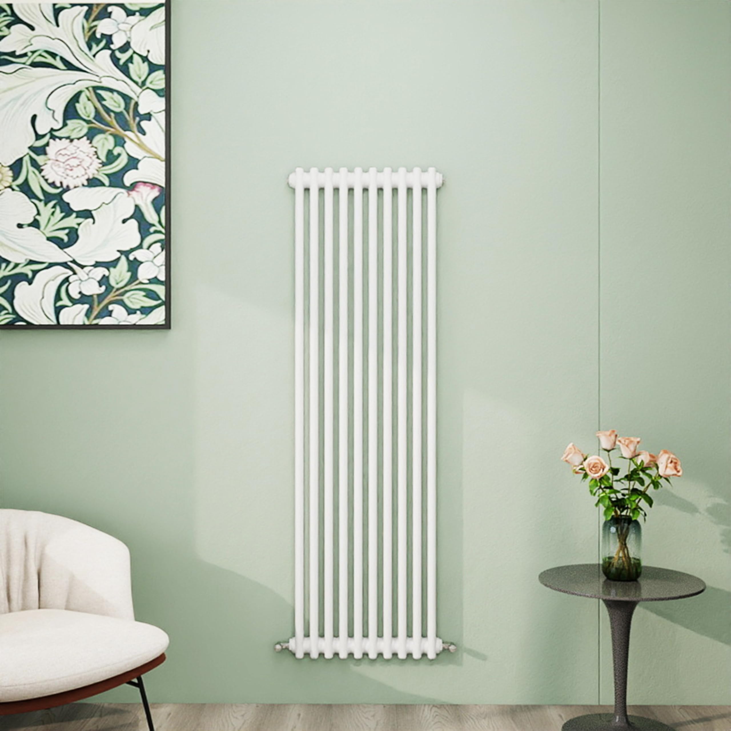 Simple Bathroom Column Radiators White 1500×470mm Vertical Double Traditional Cast Iron Style Interior Designer Radiator
