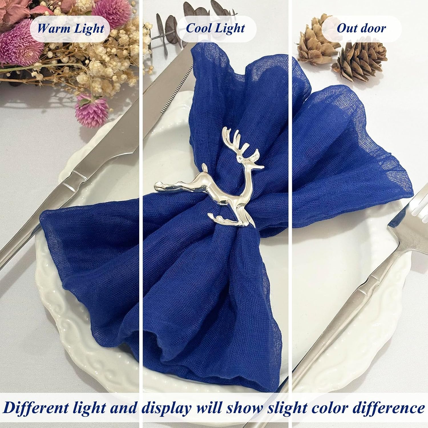 36Pack Royal Blue Cheesecloth Napkins 20"x20" Dinner Cloth Napkins Bulk