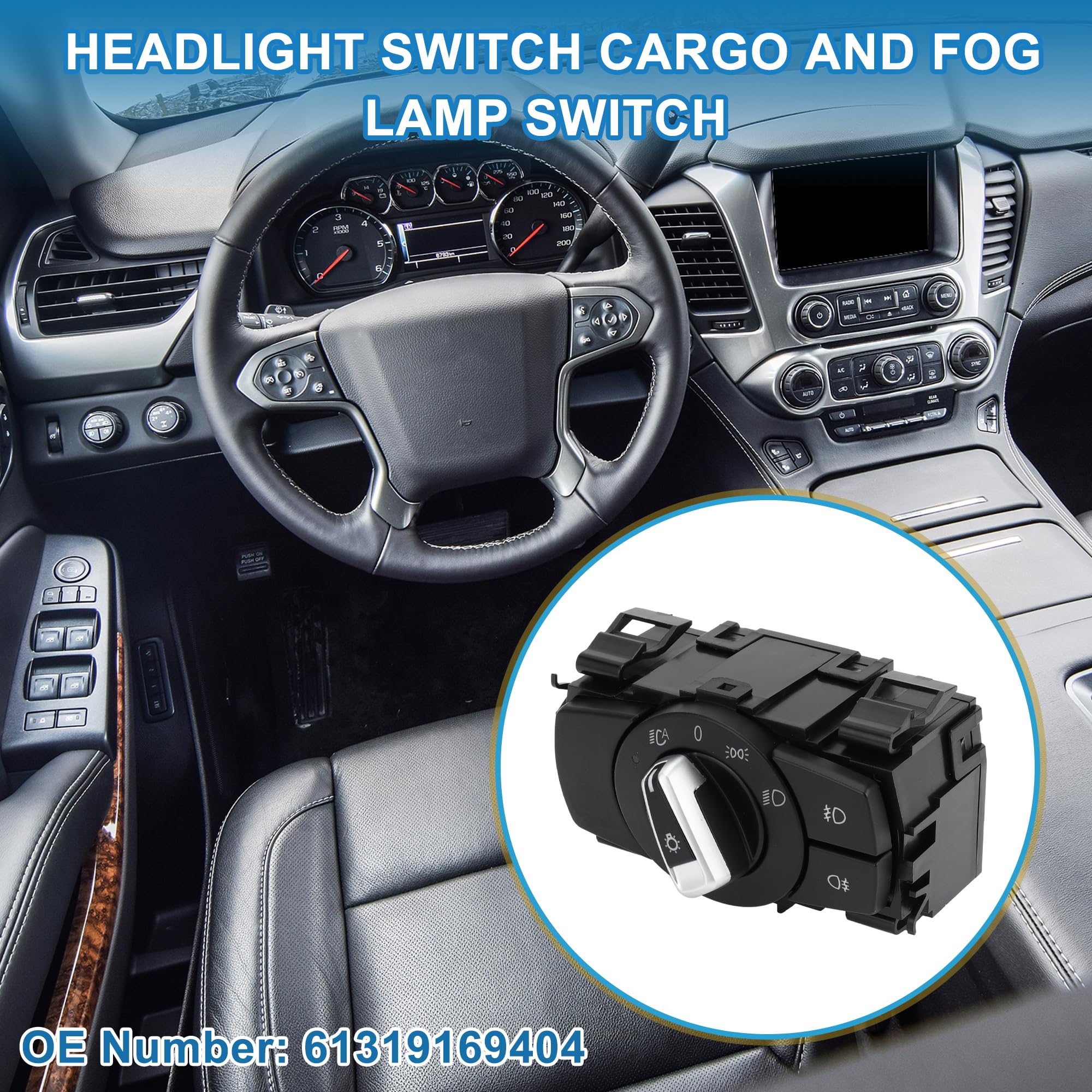 A ABSOPRO Interruptor De Faros Para Bmw 325I 08-11 1Pc | Negro, Plástico, Metal, Para Bmw 335I 08-11, Para Bmw M3 08-11, Oe 61319169404, Control De Luces Antiniebla