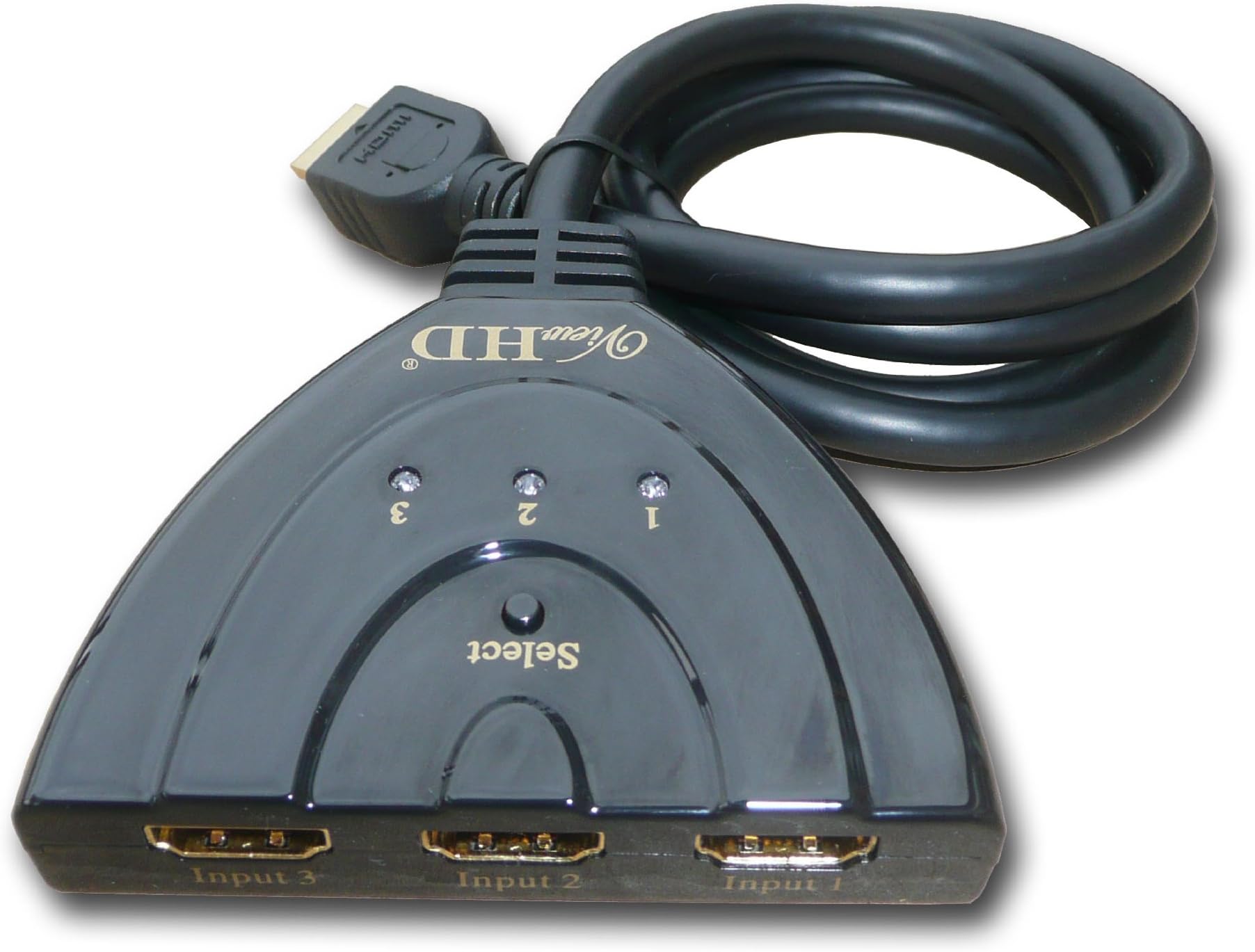ViewHD Premium Quality 3 Port HDMI Switcher 3x1 Auto Switch with 3FT Pigtail Cable | VHD-3X1P3FT