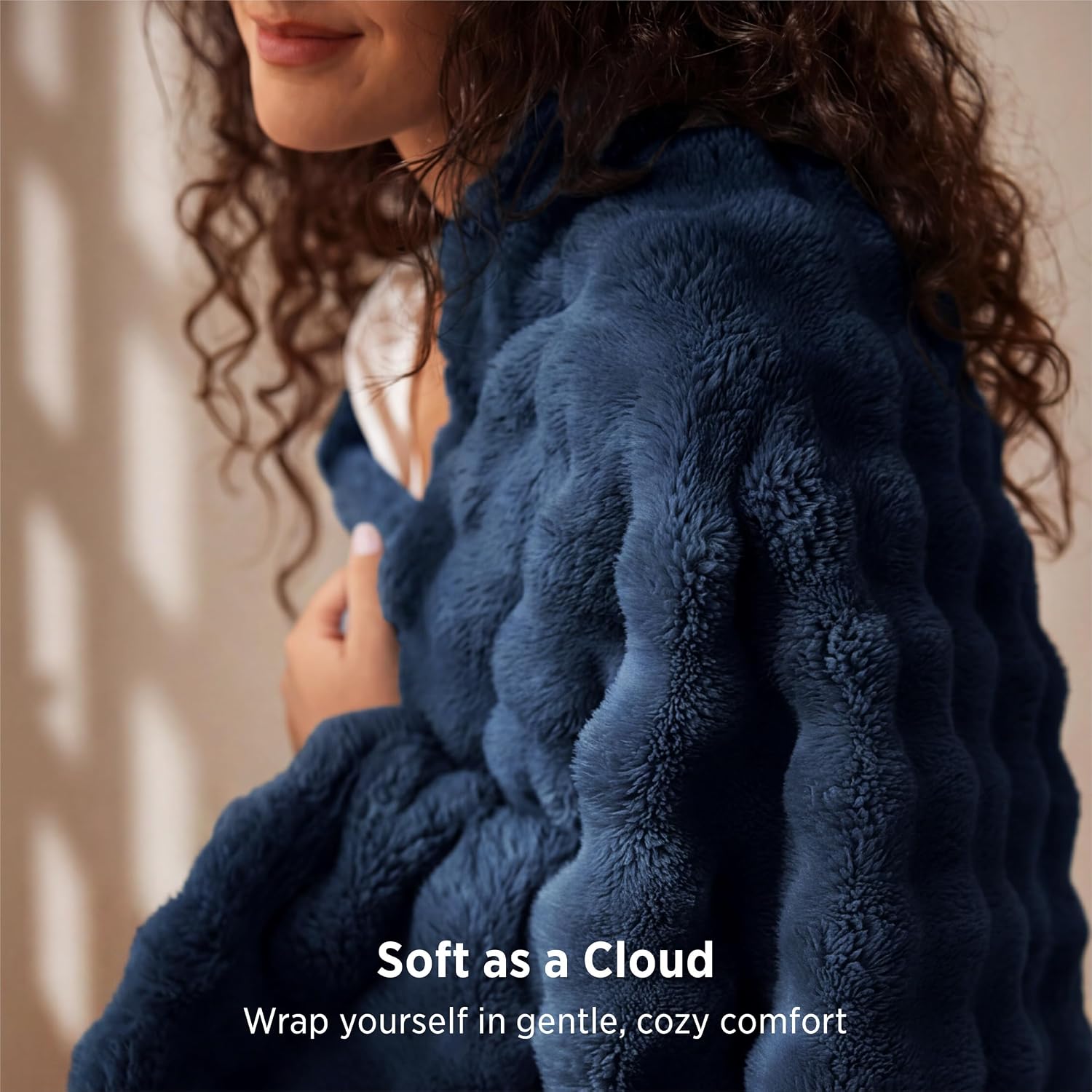 Bedsure Cloud Bubble Blanket Twin XL, Room Decor, Navy Blue, 66"×90" image 2
