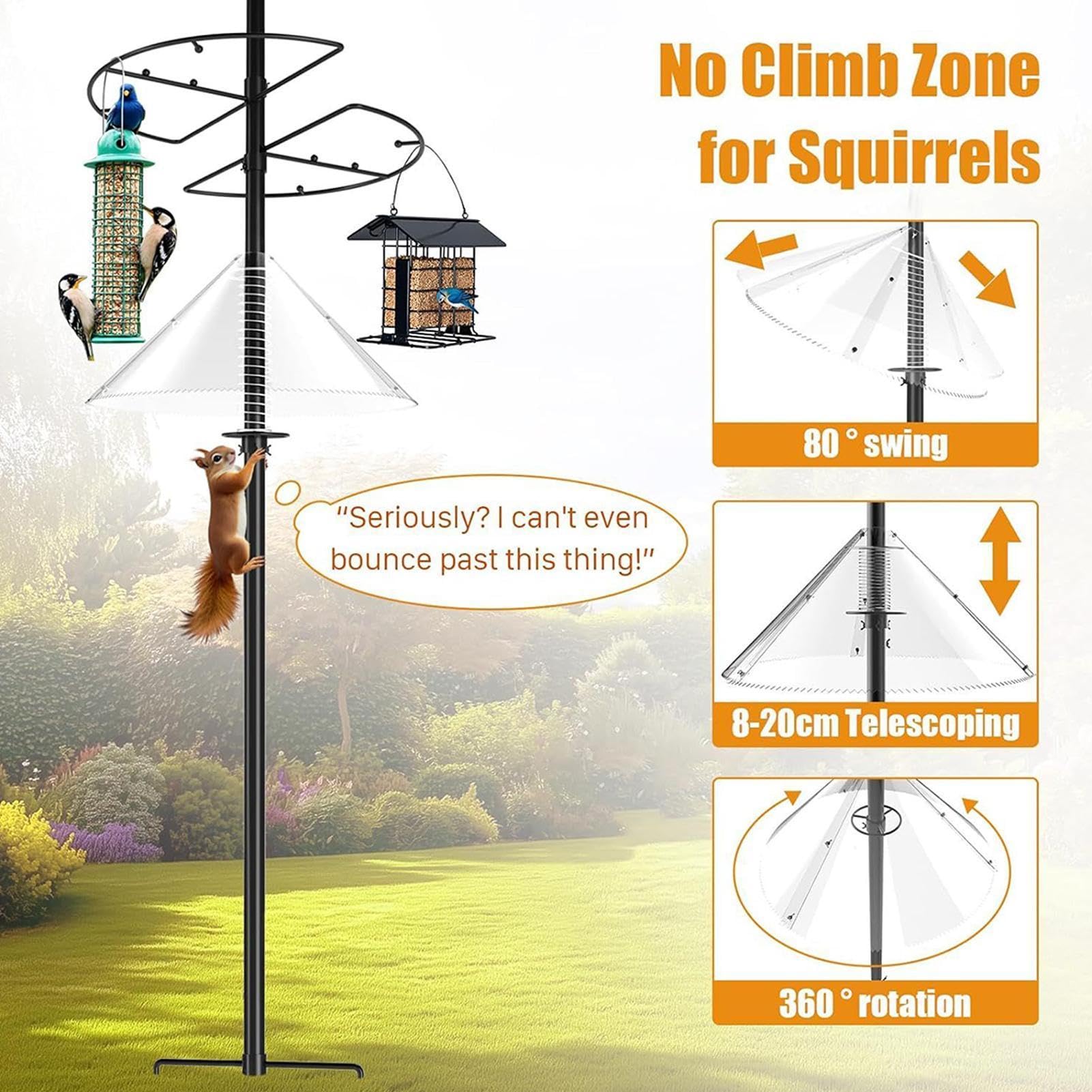 Vogelfutterstation Eichhörnchen-Leitblech – Outdoor-Lebensmittelschutz | Anti-Eichhörnchen-Schutzkuppelsystem | langlebiges Gartenzubehör für Baumhof, Terrasse, Rasen, Park, Hof, Vogelfütterung