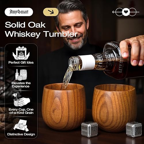 Miniatura 2 de Vaso de whisky de madera hecho a mano con tubo de regalo, vidrio carbonizado a la antigua, taza de bourbon carbonizado, regalo único de whisky para