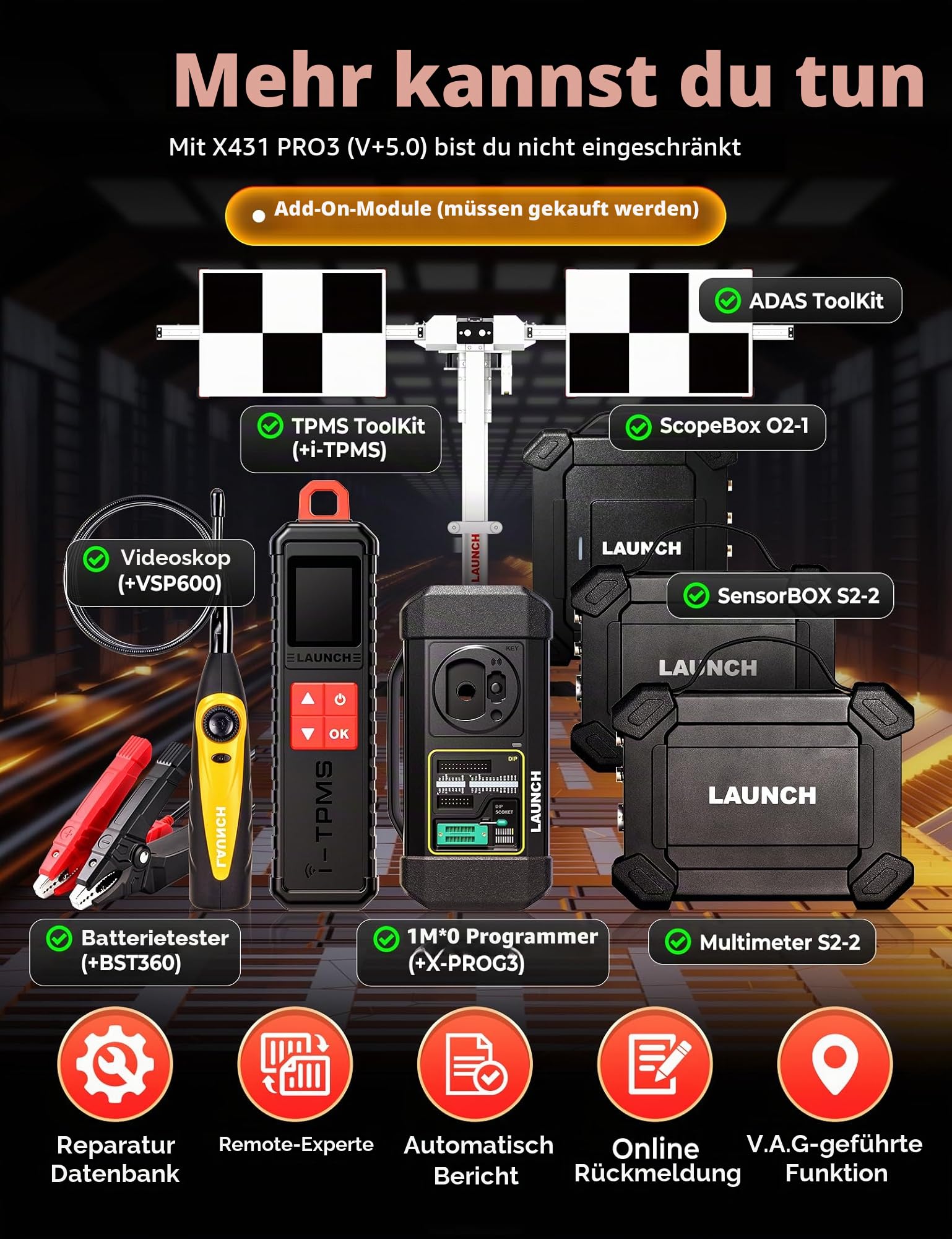 LAUNCH X431 V+ PRO 5.0, OBD2 Diagnosegerät Professionelles ECU Codierung, OE-Level Multibrand Diagnosetablett mit Diagnosegerät Auto mit 37+ Reset Service, 2 Jahre Update besser für Werkstätte